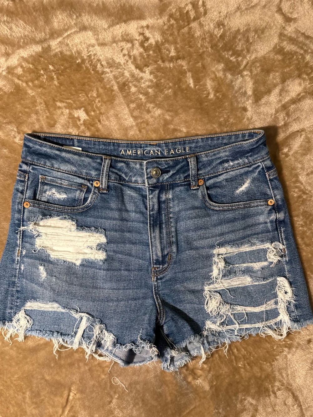 American Eagle Outfitters Distressed Blue Denim Cutoff Shorts